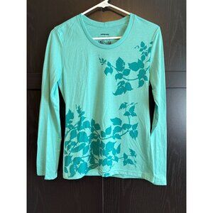 Patagonia Women's Long Sleeve Lightweight Floral Teal Shirt Small Base Layer